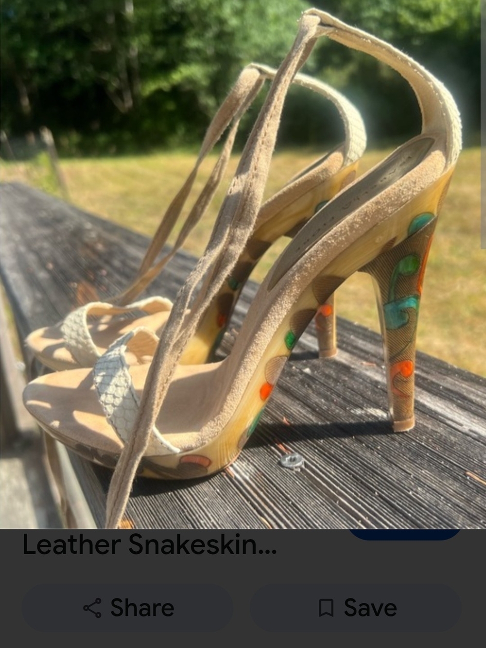 Isabella Fiore Beige Strappy High Heel Sandals with Colorful Detail